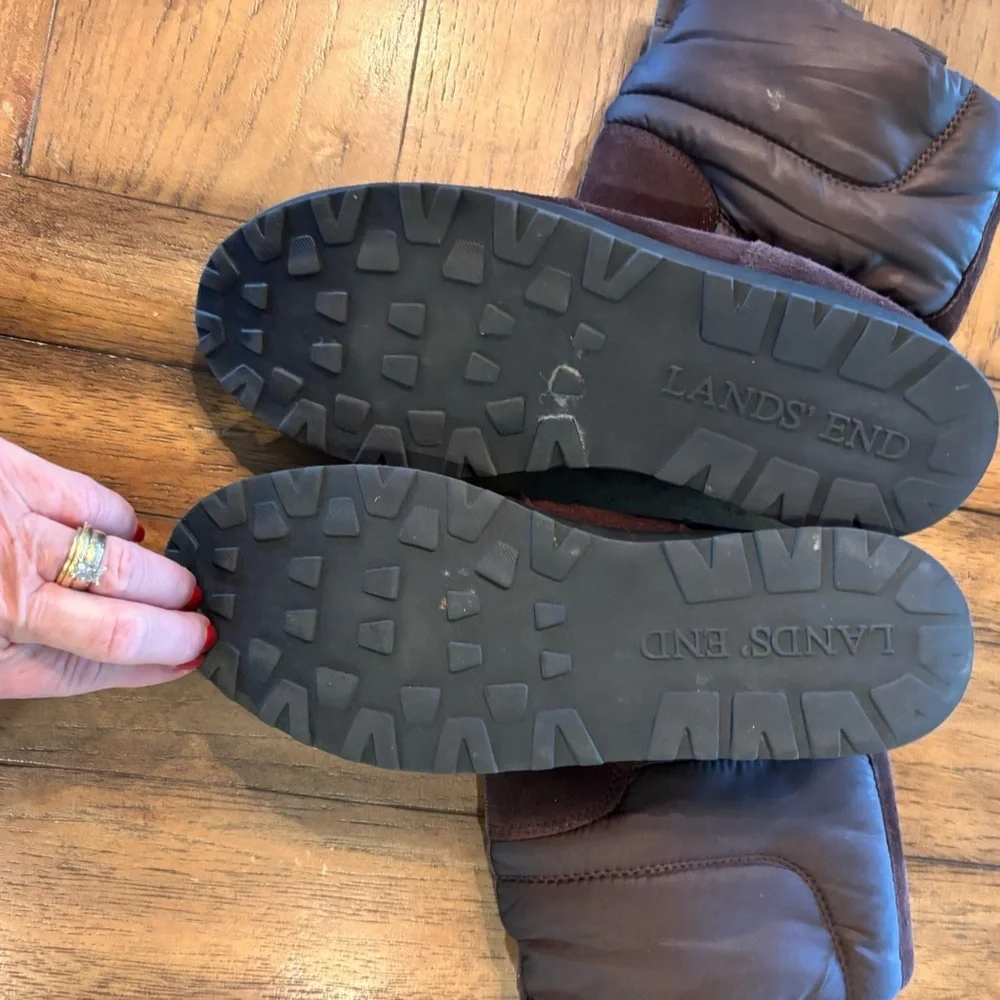 Land’s End Women’s Commuter Brown Suede Winter Boots, size 7.5,Snow Cold Weather